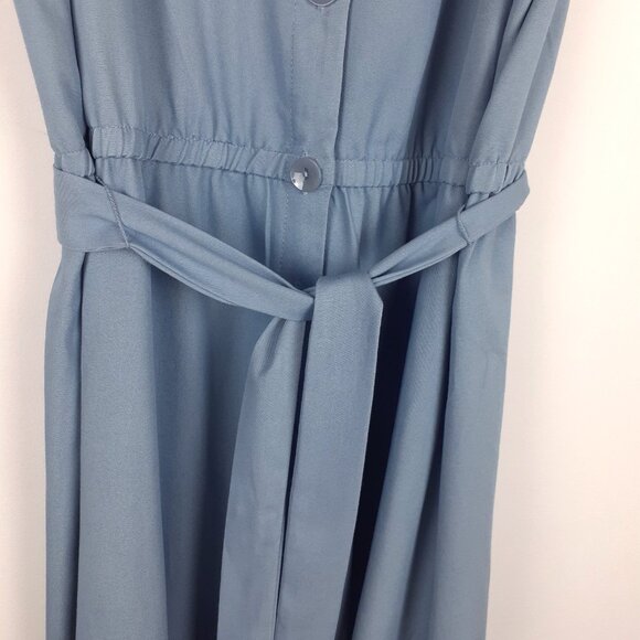 Ruffle Front Chambray Dress Size 10. Blue Midi Frilly Feminine Sun London Times - Picture 6 of 16